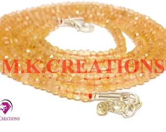 Natural Citrine Beads Necklace: Gold Vermeil Clasp, Dainty Birthstone