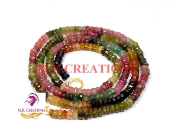 Multi Tourmaline Beaded Necklace: Gold Vermeil Clasp, Dainty Birthstone