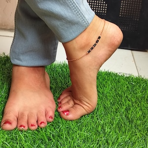 Black Tourmaline Anklet: 14K Gold Fill Chain, October Birthstone