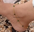 Dark Green Onyx Ankle,In 14 K Gold Filled Anklet,Chain Ankle,Danity Anklet,Green Beads Bracelet,Rondelled Gemstone Anklet, Christmas sale product logo