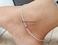 Natural Rose Quartz Ankle 925 Sterling Silver Anklet Silver Chain Ankle,Danity Anklet 3-4mm Beads Bracelet Gemstone Quartz Charm Anklet Gift product logo