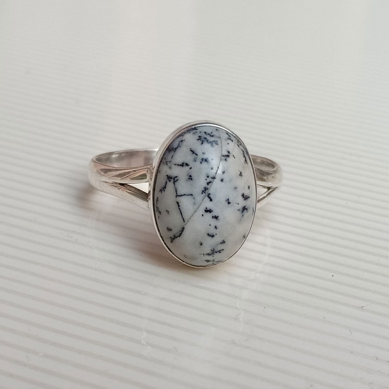 Natural Dendrite Opal Silver Sterling Ring,Dendrite Opal Ring-Handmade Ring-Silver Jewelry-Unique-Promise Ring,Gemstone Ring Gift Ring