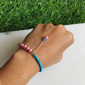 Smooth Pink Pearl Turquoise Bracelet Beaded Bracelet Natural Turquoise Bracelet Handmade Beads Jewelry Turquoise Necklace Danity Bracelet