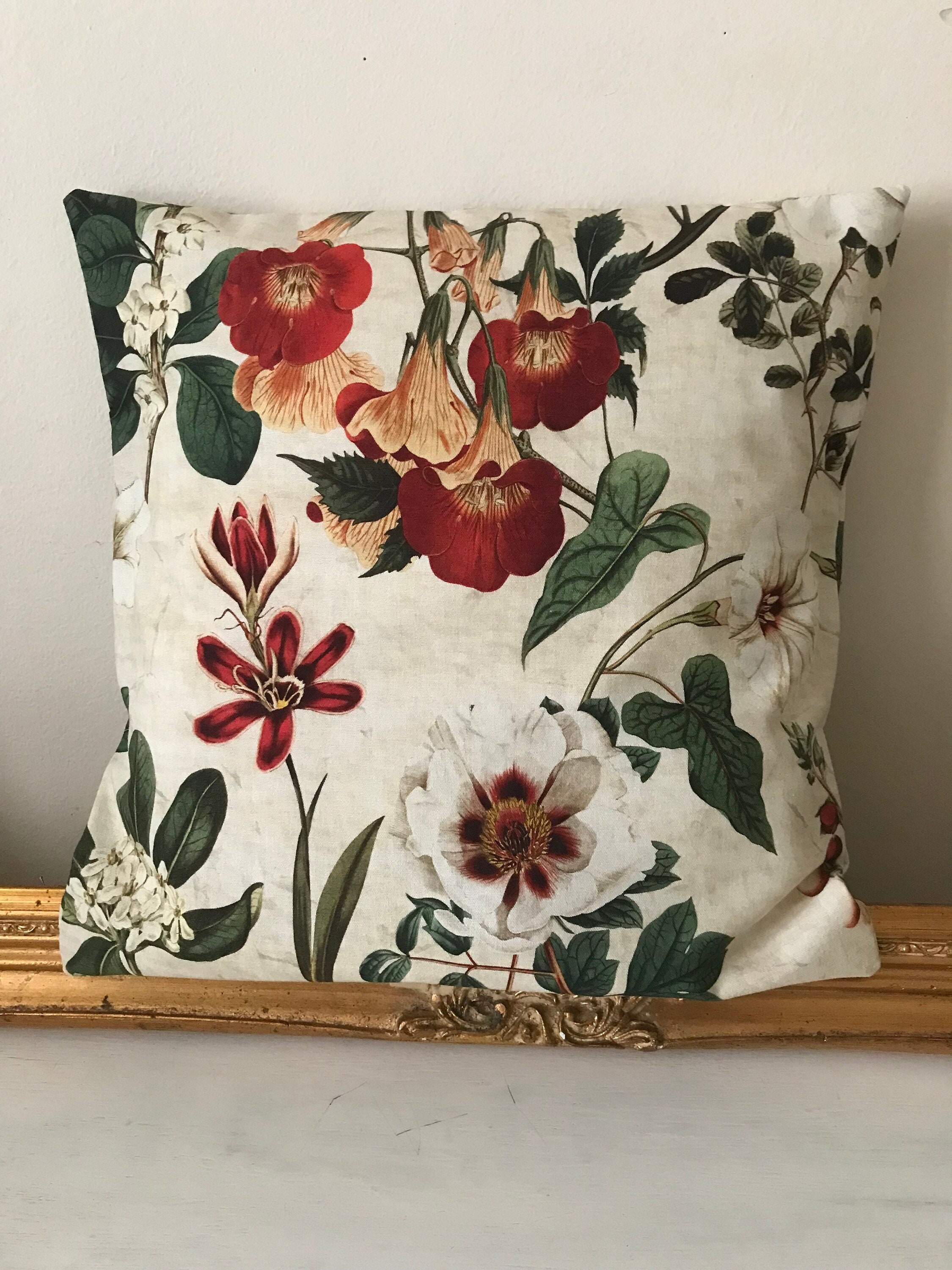 Housses de Coussin en Toile Coton Imprimé Dessins Botaniques Pour Un 40/42 cm | 1 Pièce