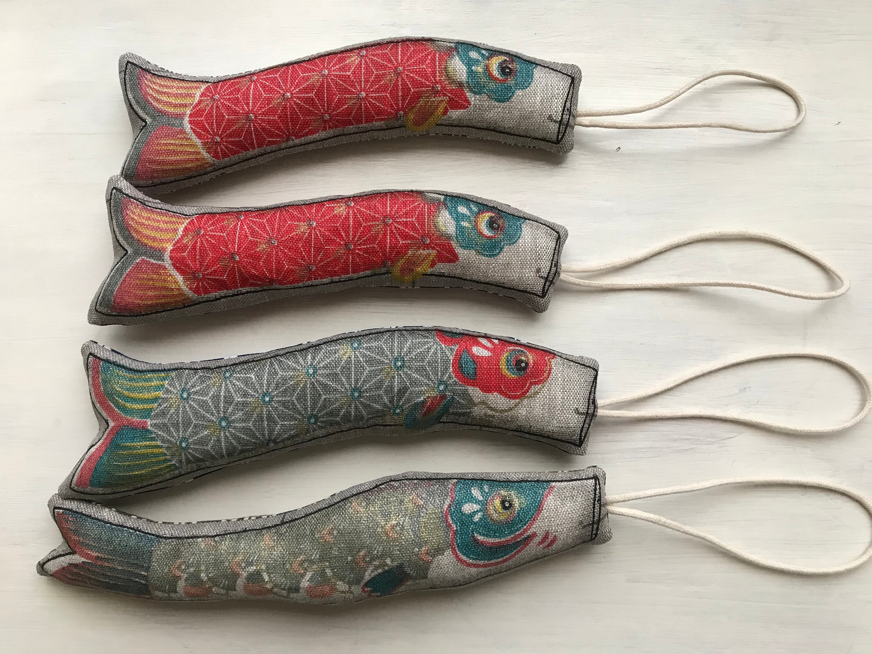 Ornement Décoratif Poisson à Suspendre - Koi Japonais | Carpe, Lin & Coton | 1 Pièce