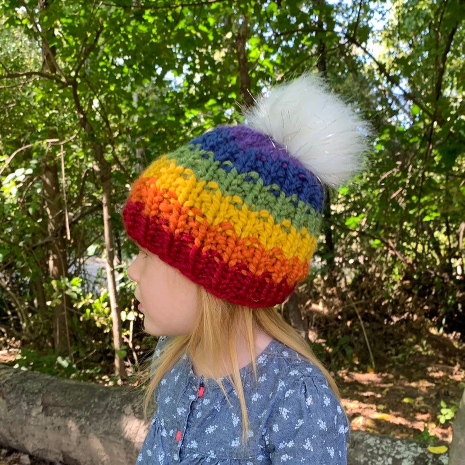 Chunky Knit Rainbow Hat Kids Hat Rainbow Hat Winter Hat Etsy