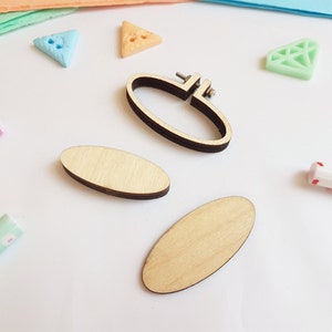 Tiny Embroidery Hoop W/ Necklace 45mm x 20mm Tiny Hoop Mini Embroidery Hoop Tiny Wooden Hoops DIY kit image 4