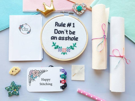 Funny Cross Stitch Kit Modern Cross Stitch Kit Don't Be an Asshole