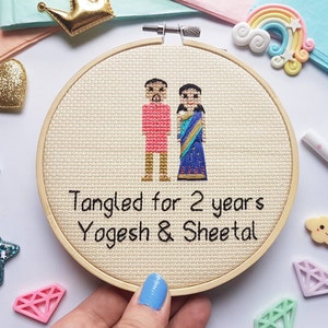 Wedding Cross Stitch Anniversary Gift Custom Portrait Personalised Mr & Mrs Gift Gift for Him Cotton Anniversary Gift Husband image 10