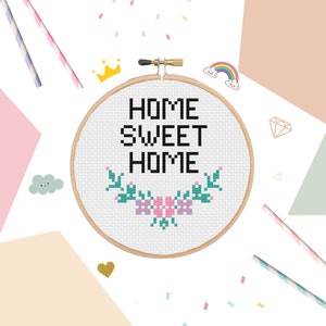 PDF Home Sweet Home Cross Stitch Pattern - Funny Cross Stitch patterns - Cross Stitch for Beginners - Easy Cross Stitch - Craft Kit DIY