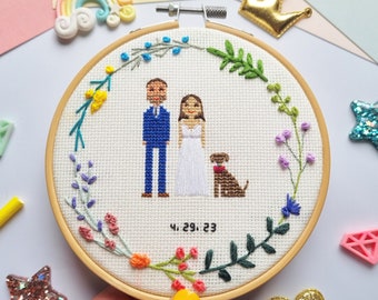 Katoen jubileumcadeau voor hem - Huwelijksverjaardagscadeau - Aangepast portret - Gepersonaliseerde Mr & Mrs Gift - Cadeau huwelijksverjaardag