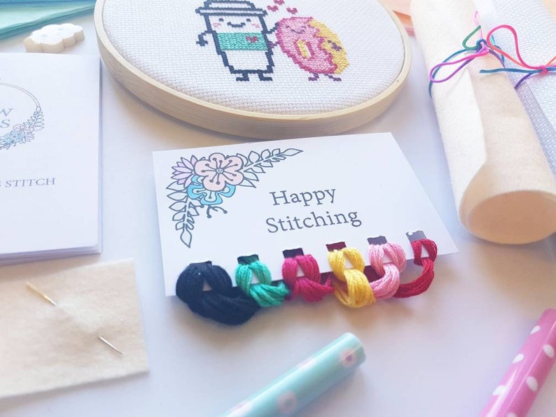 cross stitch kit for boyfriend, perfect match gift, craft kit, kawaii cross stitch image 2