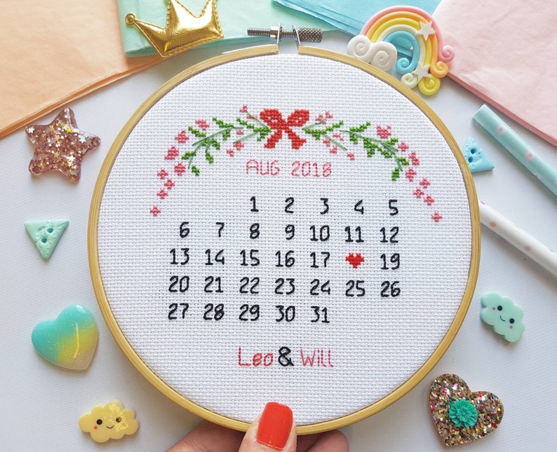 Wedding Calendar Cross Stitch Personalised Wedding Calendar Etsy
