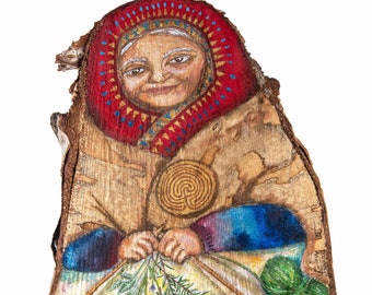 Babushka of the Herbs - A3 print on Cairn Straw 320gsm - print on recycled paper