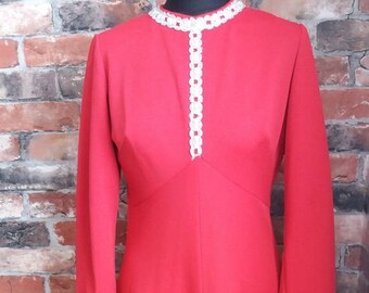 Vintage 1960s Red full length dress Size 12