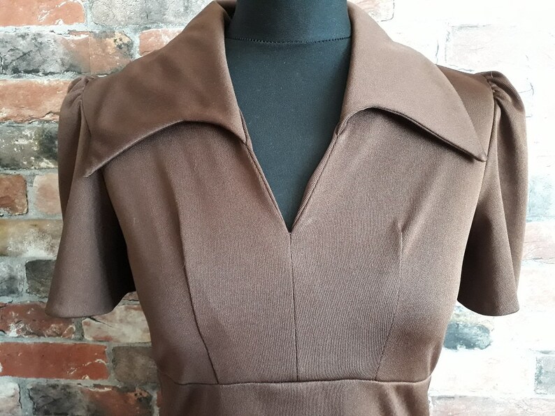 1970/'s Chocolate Brown Long Dress Size UK 10