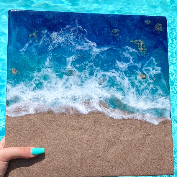 Beach painting, beach please, ocean wall art, ocean art, painting of the ocean, painting of the waves, realistic ocean painting, sand art