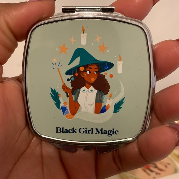 Black Girl Magic Compact Mirror; Black Girl Birthday Present Pocket Mirror