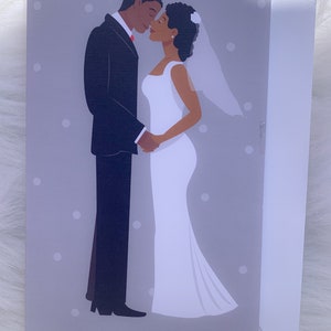 African American Wedding Card-Congratulations Marriage Greeting Card-Black Love Art Wedding Card-Mr and Mrs-Engagement Card-Positive Couple