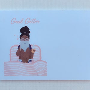 Goal Getter Black Girl Sticky NotesJot Pad 3x4 inches, Black Girl Magic Notes; Afrocentric Gifts for Black Girl