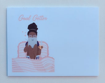 Goal Getter Black Girl Sticky NotesJot Pad 3x4 inches, Black Girl Magic Notes; Afrocentric Gifts for Black Girl