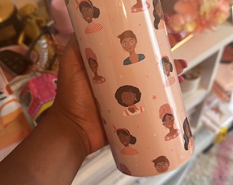 I'm Every Woman 20 oz Tumbler with metal straw and cleaning brush; Tumbler featuring Black Woman Joy