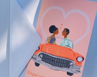 Black Couple Valentine's Day Card, Freeway of Love Greeting Card, Love Cards, Cute Couple Love Cards