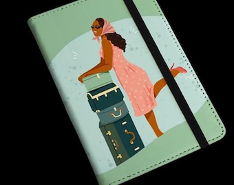 Black Girl Travel Passport; Afrocentric Passport Holder, PVC Passport Wallet with Strap; African American Passport Cover
