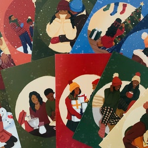 Melanated Holiday Boxed Greeting Card Collection; Afrocentric Christmas Cards; Black People Christmas Greeting Cards; Christmas Cards