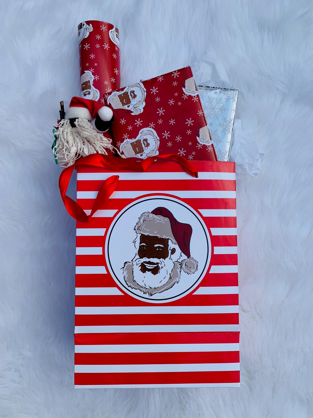 Black Santa Gift Bags African American Santa Gift Bags Afrocentric Gift