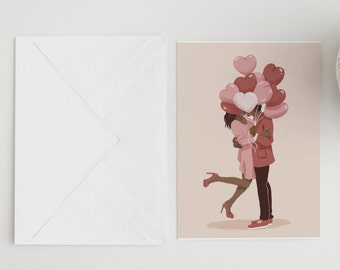Black Love Valentine's Day Card, Valentine's Day Couple Card, Love Card featuring Black Couple, African American/Afrocentric Love Greeting