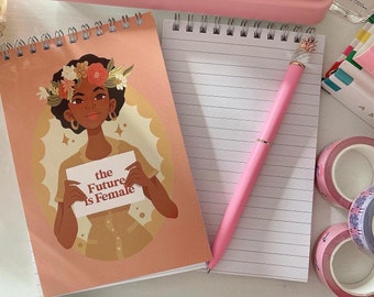 Future is Female Mini Top Spiral Notebook; Purse Jot Book; Mini Top Spiral Journal