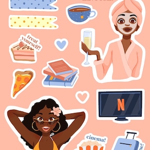 Black Woman Girls Just Want to Have Fun Vinyl Sticker Sheet; Planner stickers; Black owned Stationery Stickers
