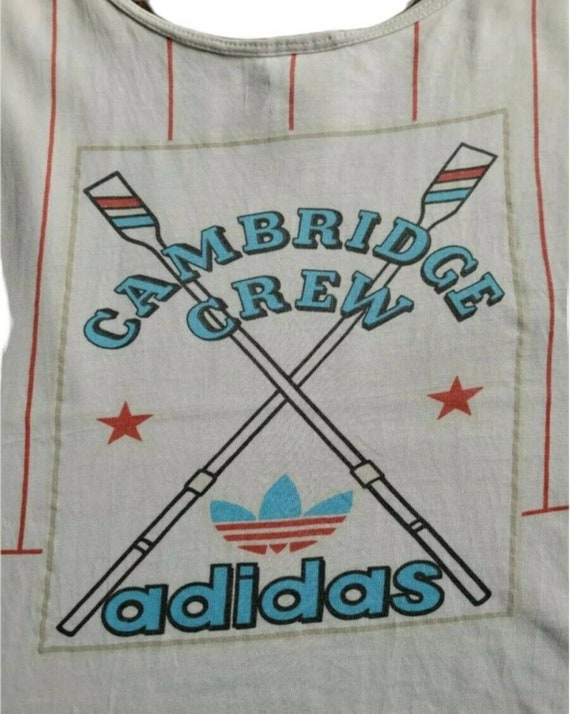 Vintage 80s Adidas Cambridge Crew Tank Top Distressed Trashed XL  