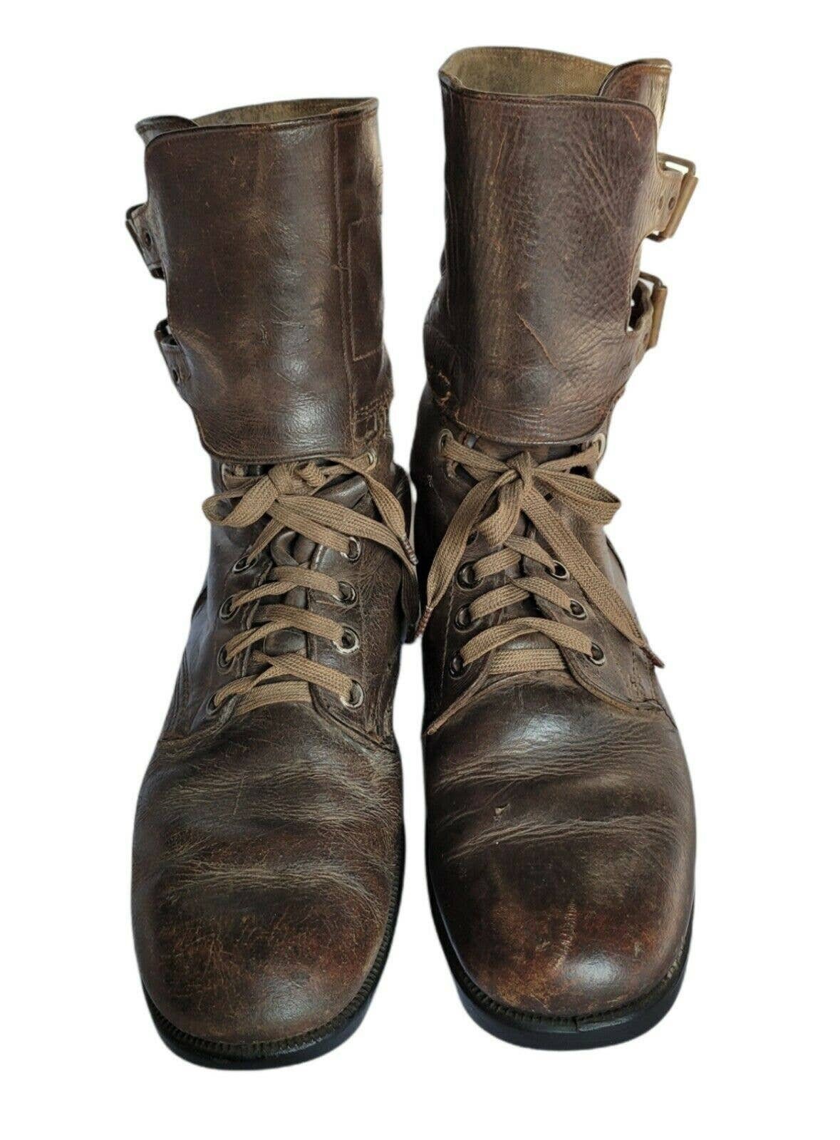 WWII WW2 US Double Buckle Brown Lined Cuff Leather Boots 10R - Etsy