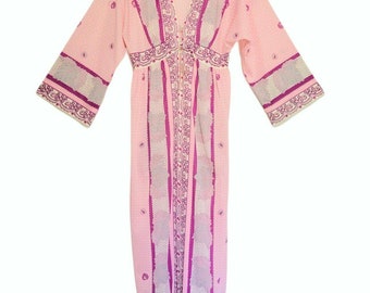 Vintage Emilio Pucci Formfit Rogers Pink Sheer Long Robe M Medium 14-16