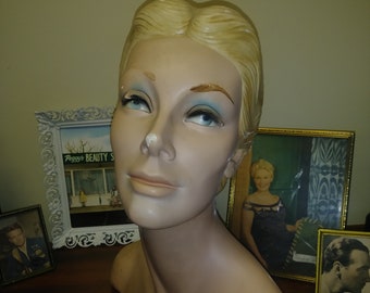 Vintage Chalkware Mannequin Head 1976