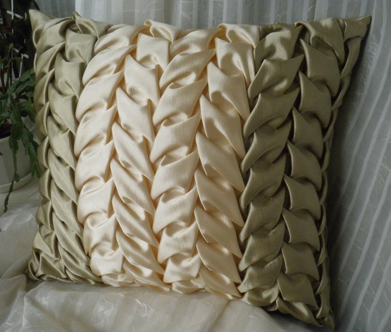 Decorative Smocking Yellow Green Pillow decorative silk pillow cover