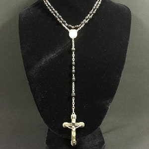 Antique  Victorian Edwardian Rosary Bead Set Ebony France Downton Abbey Gilded Age Reigious Reenactor Mourning Holiday Gift