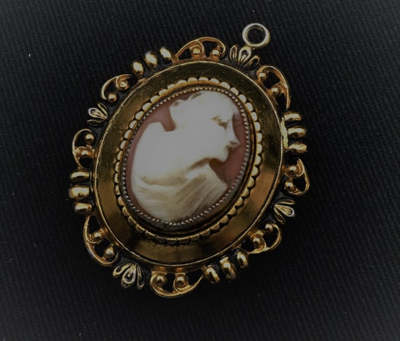 Antique Art Deco Carved Shell Cameo Locket - image 1