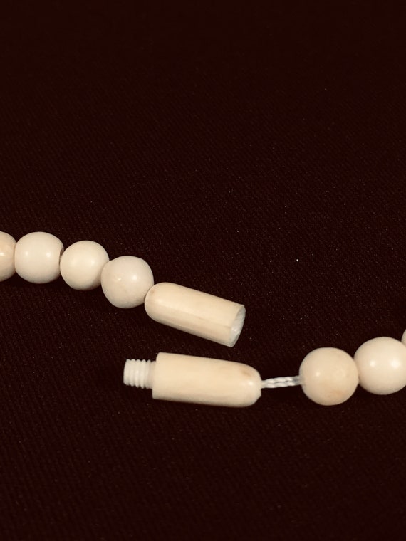 Antique Carved Rose Necklace Vintage 1940's Bone Down… Gem