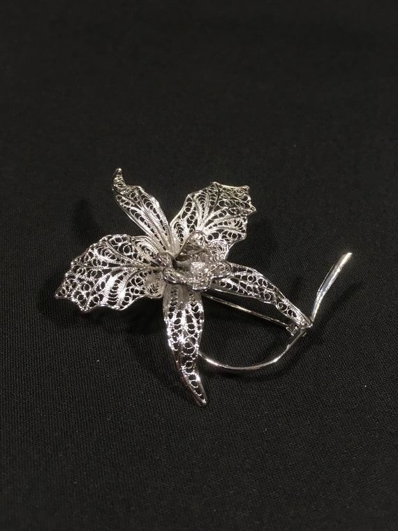 Pin Brooch Antique Sterling Silver 925 Floral Flow