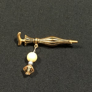 Vintage Art Deco Umbrella Pin Brooch Whimsical  Weather Downton Abbey Gilded Age Reenactor Steampunk