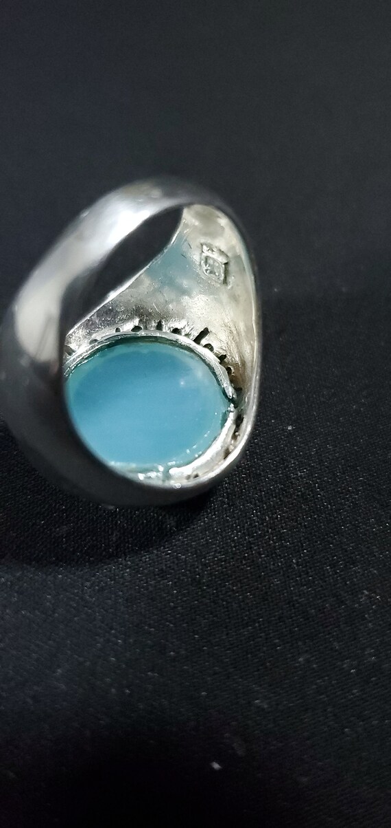 Mid Century Sterling Silver Statement Ring Opalit… - image 7