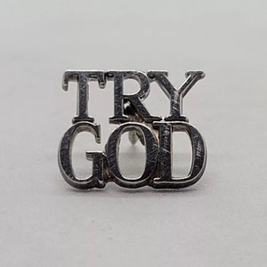Vintage Tiffany & Co. Sterling Silver TRY GOD Lapel Pin Tie Tack