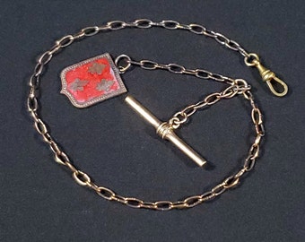 Antique Victorian Pocket Watch Chain Fob with Shield Fob Charm Downton Abbey Reenactor Gilded Age Steampunk Holidays Wedding Necklace
