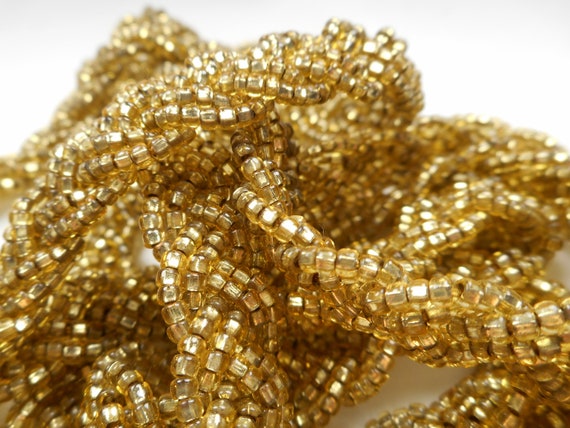 Antique Art Deco Gold Glass Bead Flapper Necklace - image 5