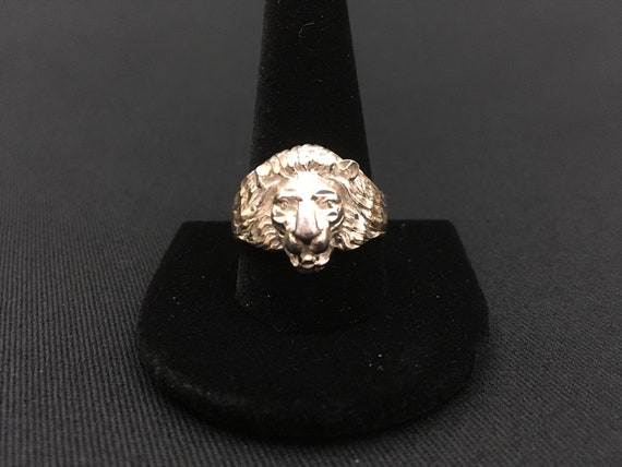 Lion Head Ring Sterling Silver .925 Mid Century V… - image 1