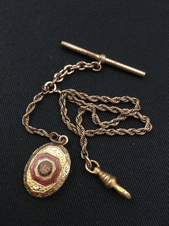 Antique Victorian Pocket Watch Chain Fob with Loc… - image 1