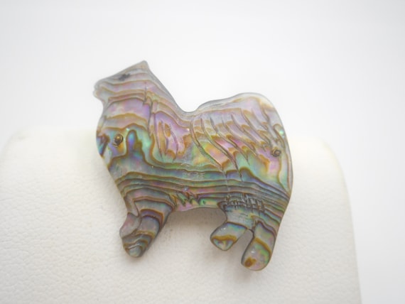 Antique Victorian Abalone Shell Llama Pin Brooch … - image 1